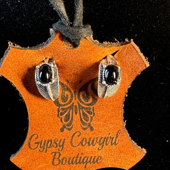 Southwest Style Black Stone Stud Post Fashion Earrings - Picture 3 of 6